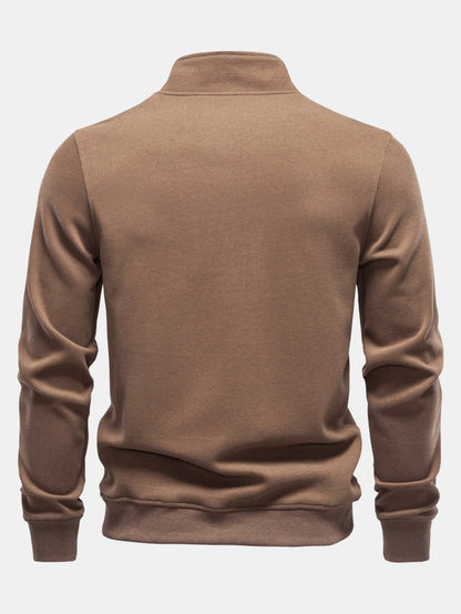 Herren Baumwollmischung Viertel-Reißverschluss Sweatshirt - Stehkragen