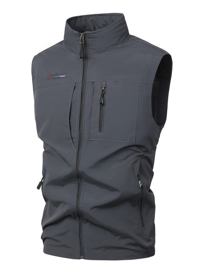 Herren Bodywarmer leicht & schnelltrocknend - Arbeitsweste mit Mehrfac - Grau