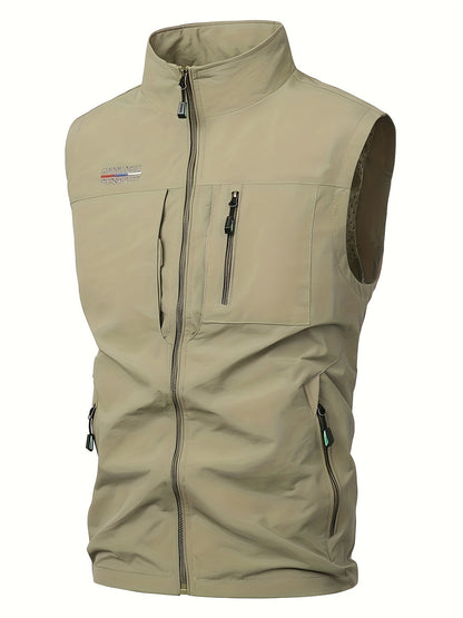 Herren Bodywarmer leicht & schnelltrocknend - Arbeitsweste mit Mehrfac - Khaki