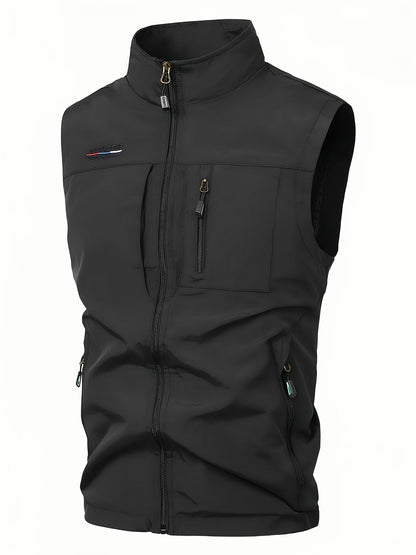 Herren Bodywarmer leicht & schnelltrocknend - Arbeitsweste mit Mehrfac - Schwarz