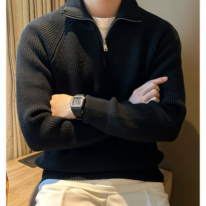 Herren Chunky Knit Pullover mit Half-Zip – Klassisches Design