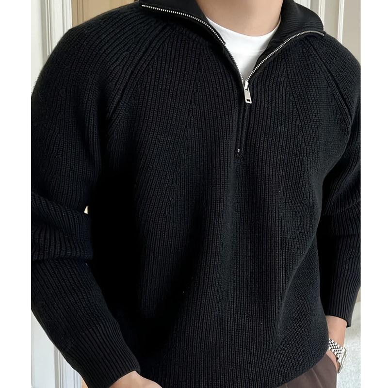 Herren Chunky Knit Pullover mit Half-Zip – Klassisches Design