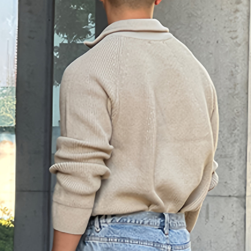Herren Chunky Knit Pullover mit Half-Zip – Klassisches Design