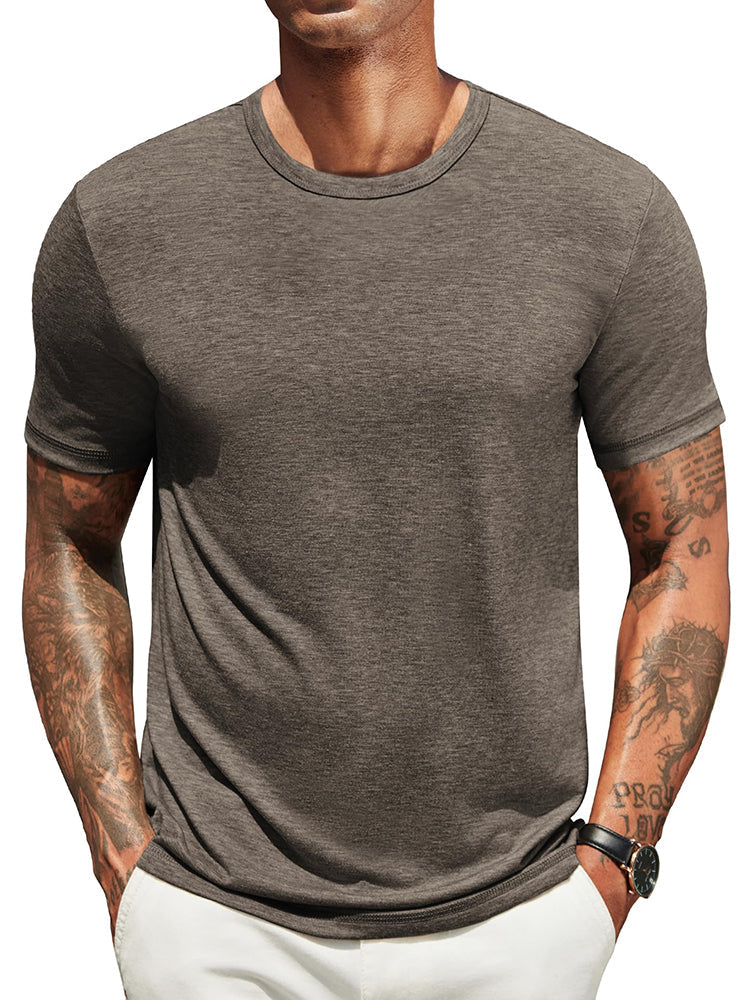 Herren Classic T-Shirt Rundhals - Zeitlos & Atmungsaktiv - Braun