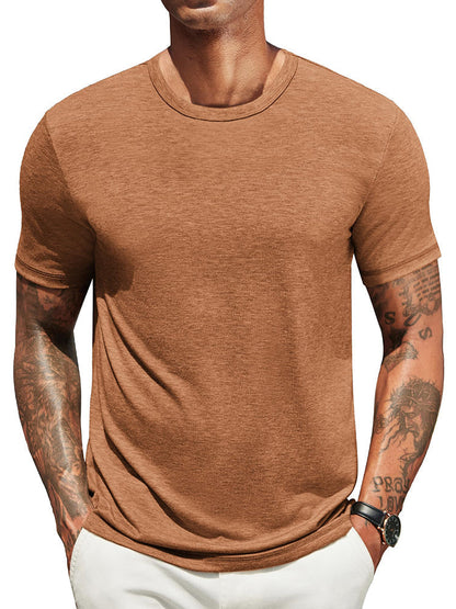 Herren Classic T-Shirt Rundhals - Zeitlos & Atmungsaktiv - Karamell