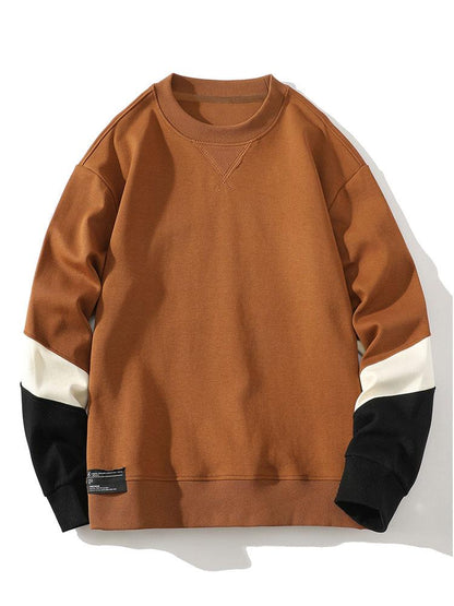 Herren Colorblock Sweatshirt mit Kontrastärmeln – Relaxed Fit - Braun