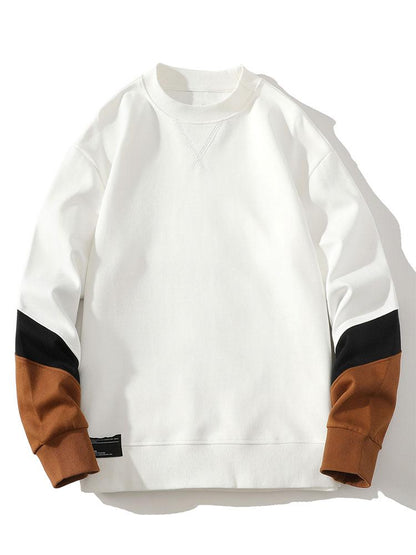 Herren Colorblock Sweatshirt mit Kontrastärmeln – Relaxed Fit - Weiß