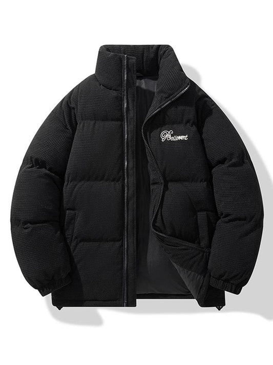 Herren Cord-Steppjacke mit Stehkragen – Warme Winterjacke - Schwarz