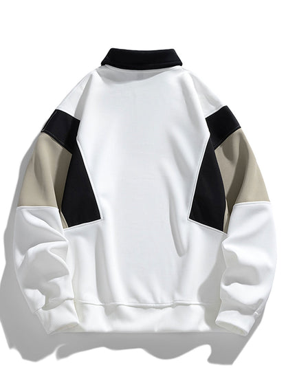 Herren Farbblock Polokragen Sweatshirt – Entspannte Passform