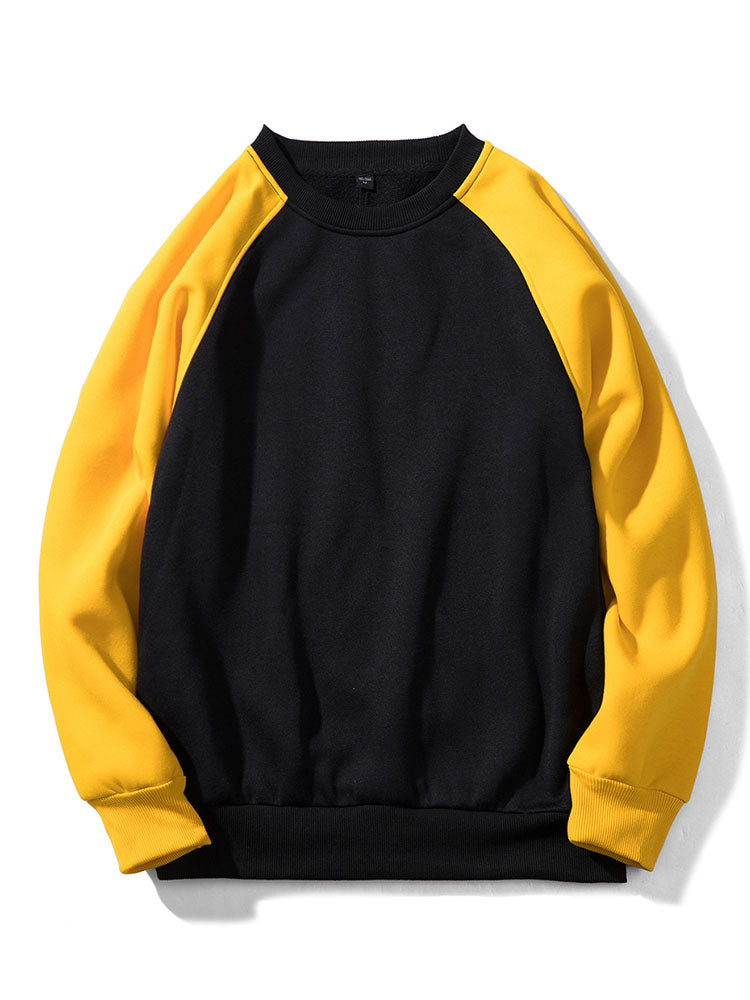 Herren Farbblock Raglan Sweatshirt – Entspannte Passform - Gelb/Schwarz