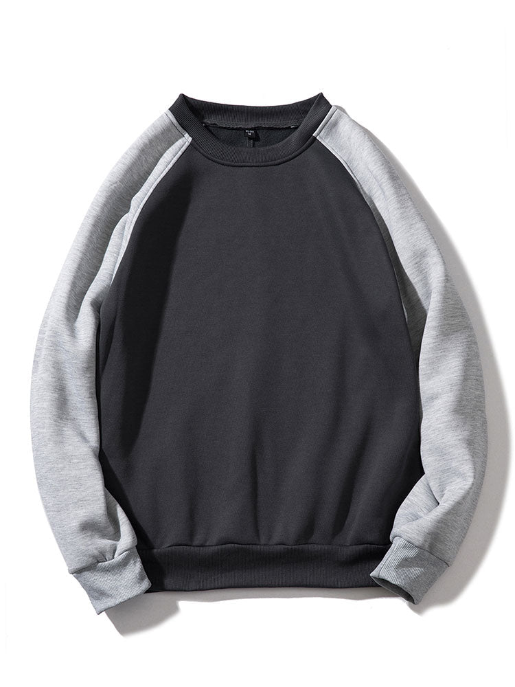 Herren Farbblock Raglan Sweatshirt – Entspannte Passform - Hellgrau/Schwarz