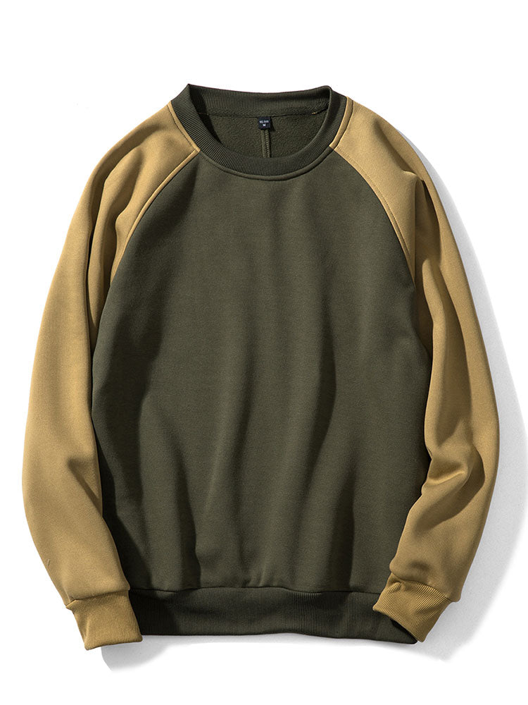 Herren Farbblock Raglan Sweatshirt – Entspannte Passform - Olivgrün