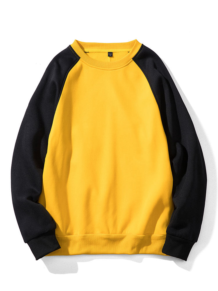 Herren Farbblock Raglan Sweatshirt – Entspannte Passform - Schwarz/Gelb