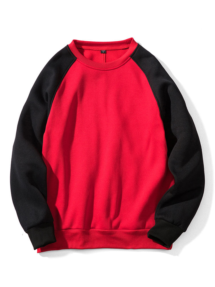 Herren Farbblock Raglan Sweatshirt – Entspannte Passform - Schwarz/Rot