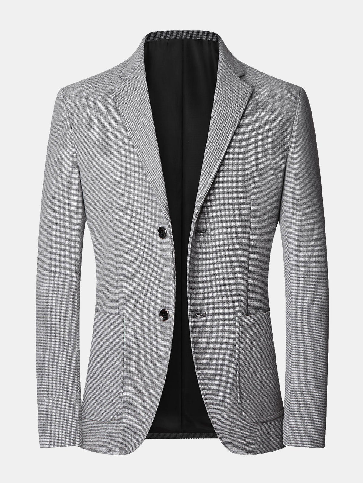 Herren Fein-Karo Wolloptik Blazer in grau, Regular Fit Sakko