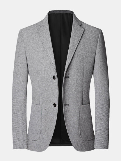 Herren Fein-Karo Wolloptik Blazer in grau, Regular Fit Sakko