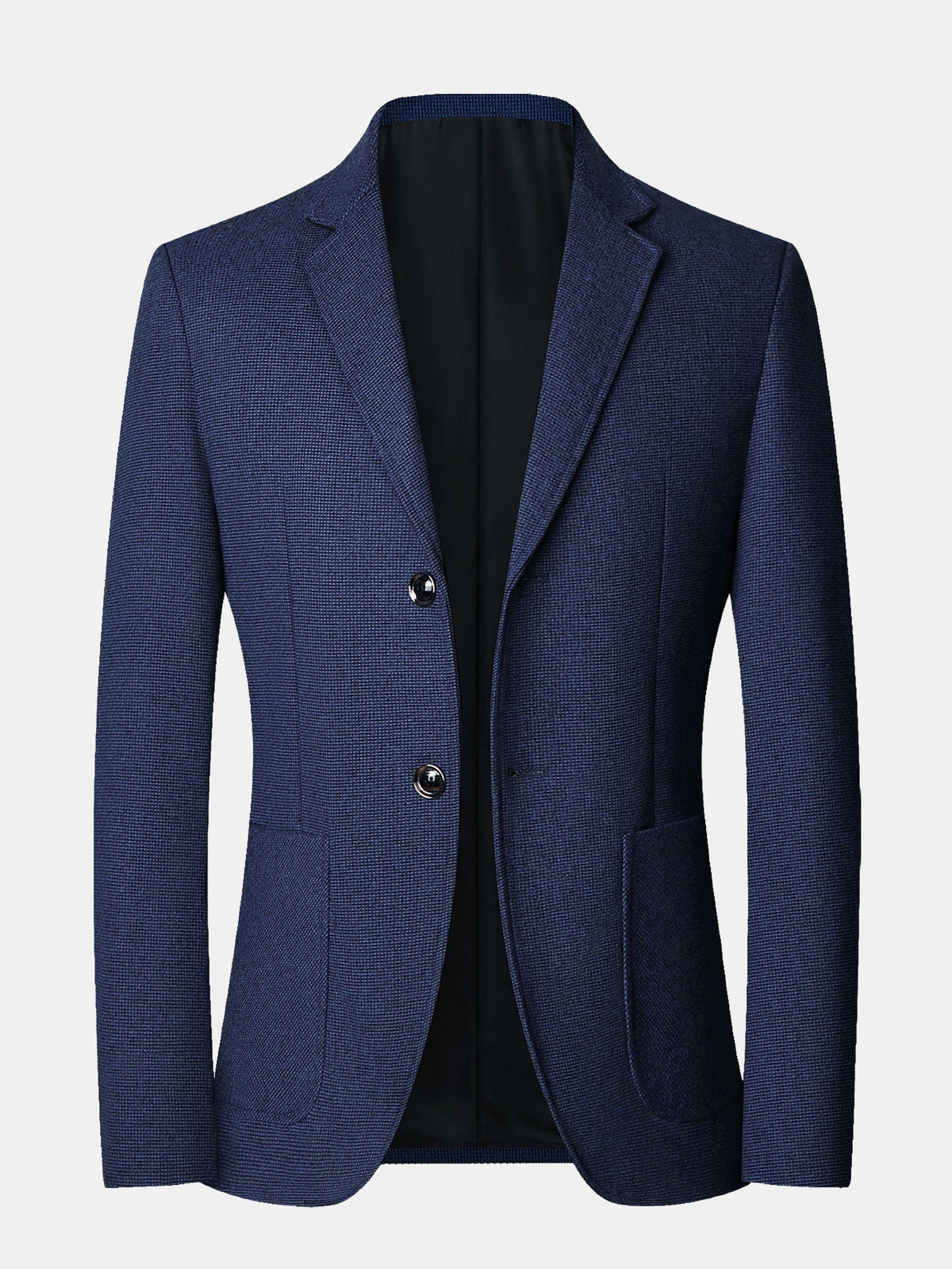 Herren Fein-Karo Wolloptik Blazer in marineblau, Regular Fit Sakko