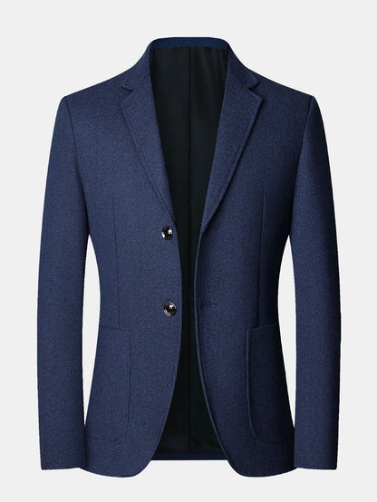 Herren Fein-Karo Wolloptik Blazer in marineblau, Regular Fit Sakko