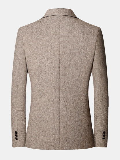 Herren Fein-Karo Wolloptik Blazer - Regular Fit Sakko