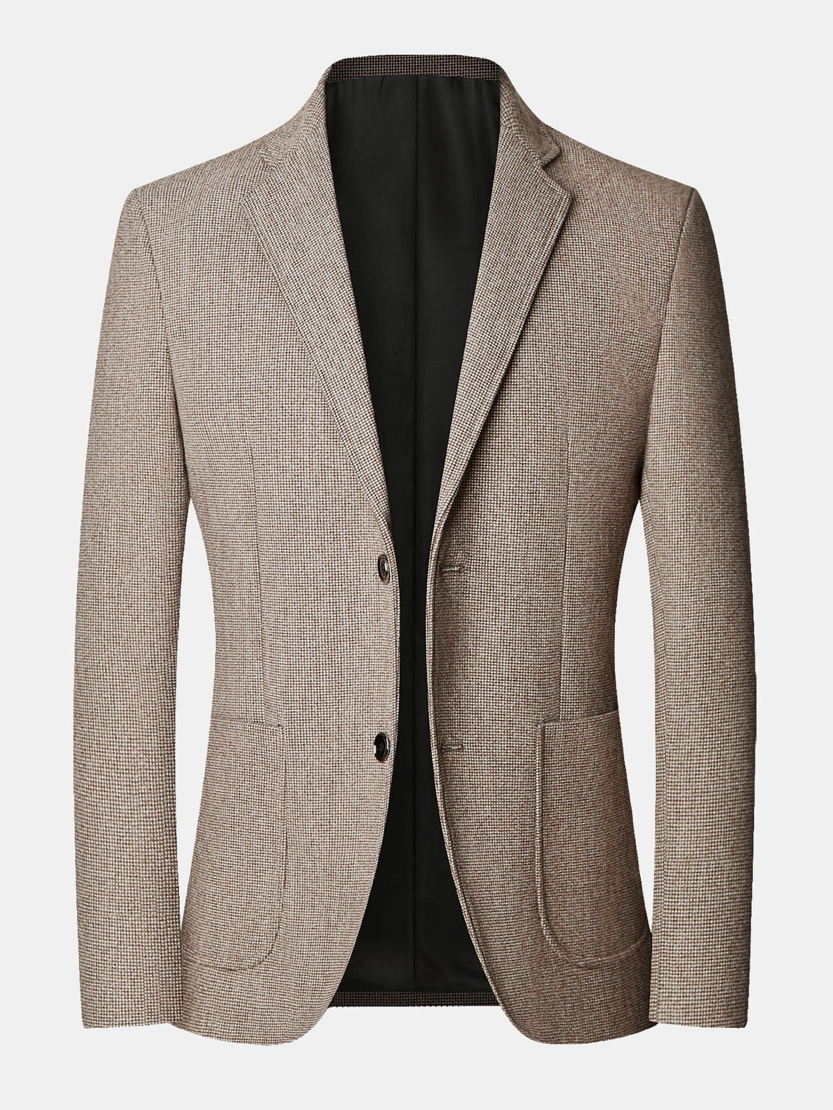 Herren Fein-Karo Wolloptik Blazer in taupe, Regular Fit Sakko