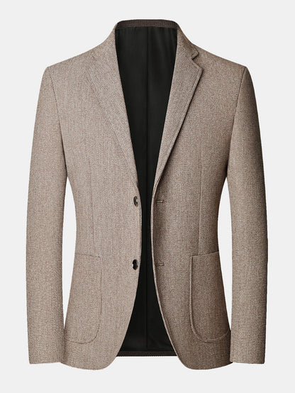 Herren Fein-Karo Wolloptik Blazer in taupe, Regular Fit Sakko