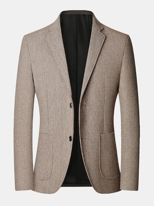 Herren Fein-Karo Wolloptik Blazer in taupe, Regular Fit Sakko