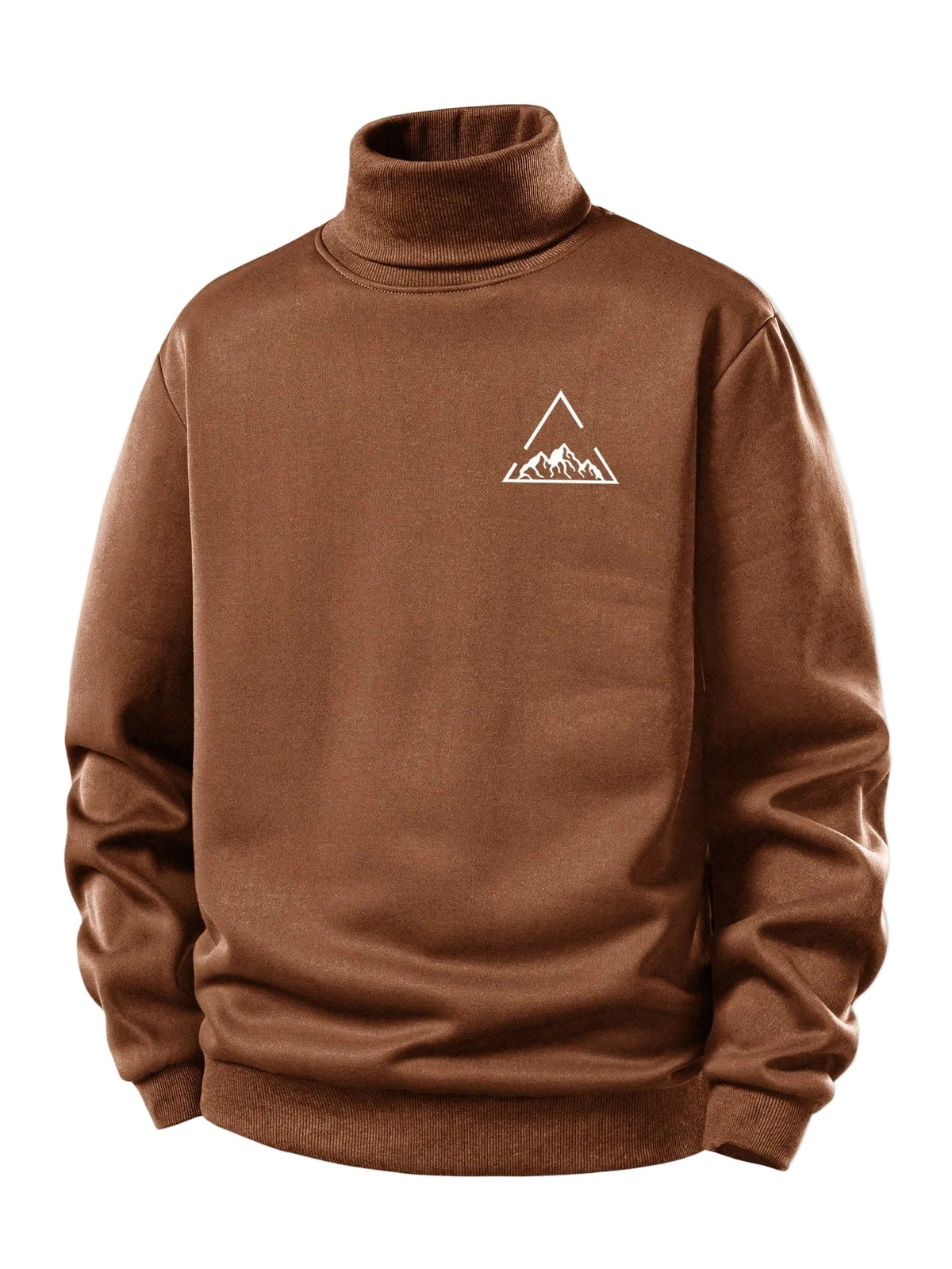 Herren Fleece Rollkragen Sweatshirt – Warme Winterpullover - Braun