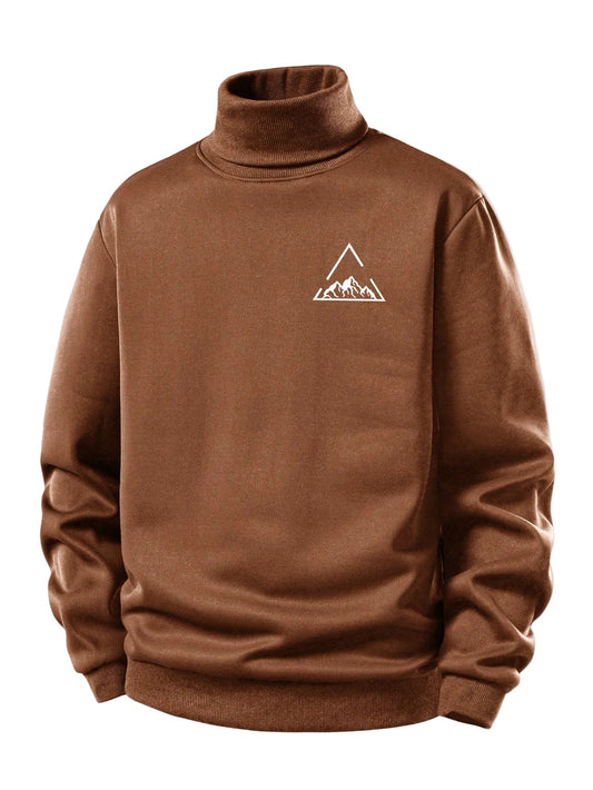 Herren Fleece Rollkragen Sweatshirt – Warme Winterpullover - Braun