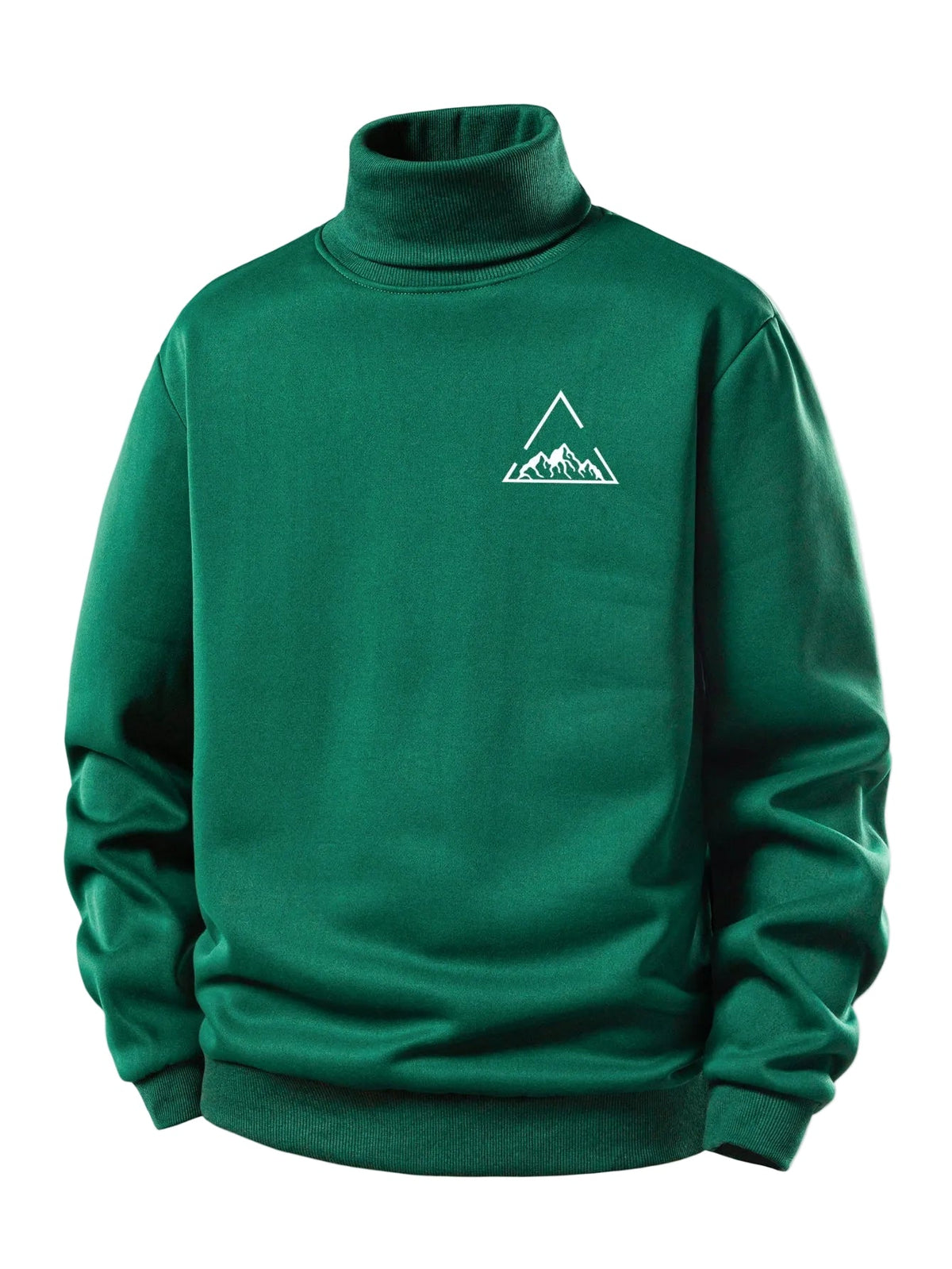 Herren Fleece Rollkragen Sweatshirt – Warme Winterpullover - Dunkelgrün