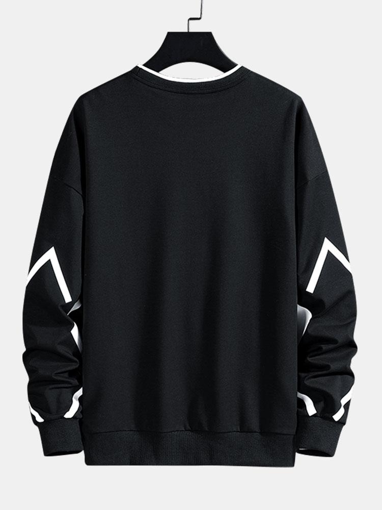 Herren Geometrisches Muster Sweatshirt – Relaxed Fit Rundhals