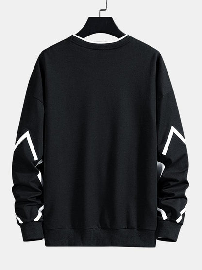 Herren Geometrisches Muster Sweatshirt – Relaxed Fit Rundhals