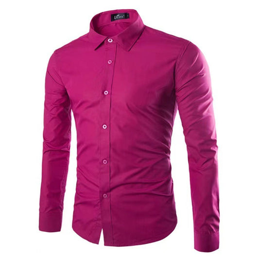 Herren Hemd aus Baumwolle in Slim Fit - rot