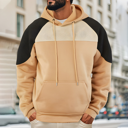 Herren Hoodie Colorblock - Oversized Streetstyle - Khaki