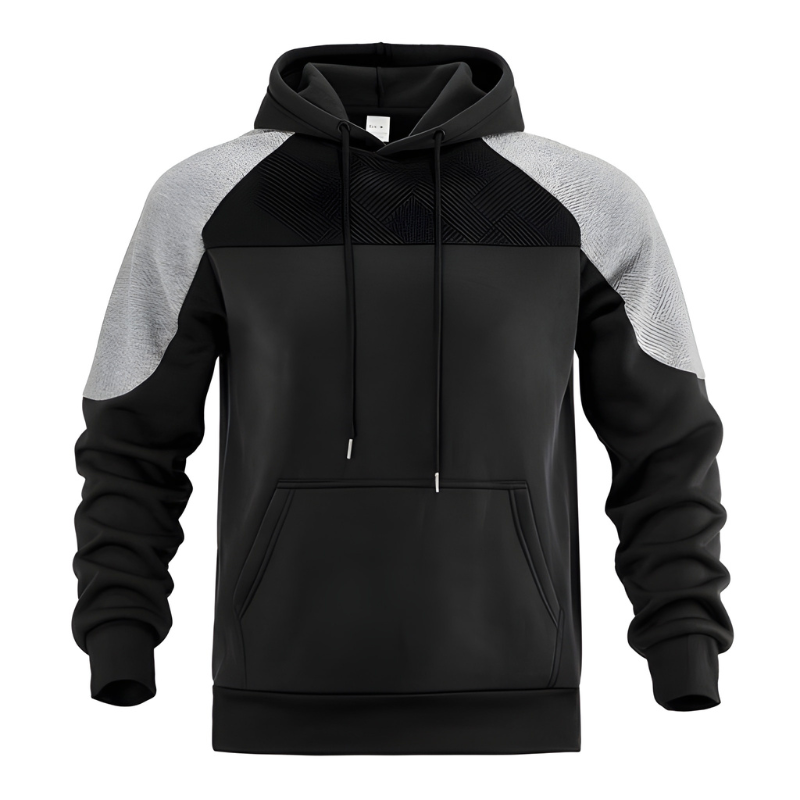 Herren Hoodie Colorblock - Oversized Streetstyle - Schwarz