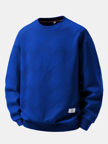 Herren Jacquard Sweatshirt mit Struktur – Entspannte Passform - Dunkelblau