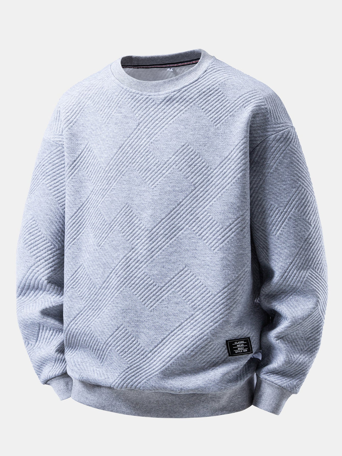 Herren Jacquard Sweatshirt mit Struktur – Entspannte Passform - Grau