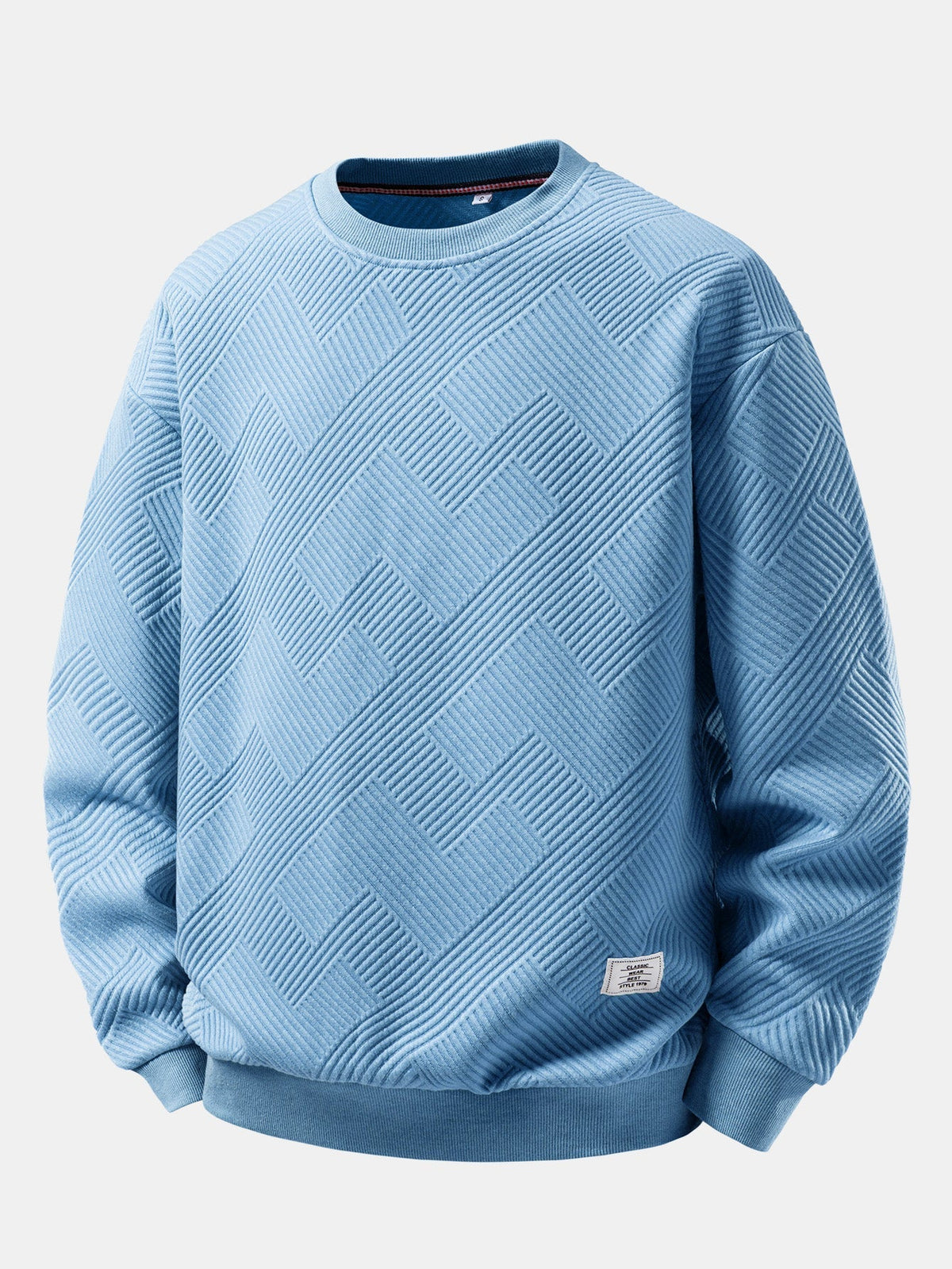 Herren Jacquard Sweatshirt mit Struktur – Entspannte Passform - Hellblau