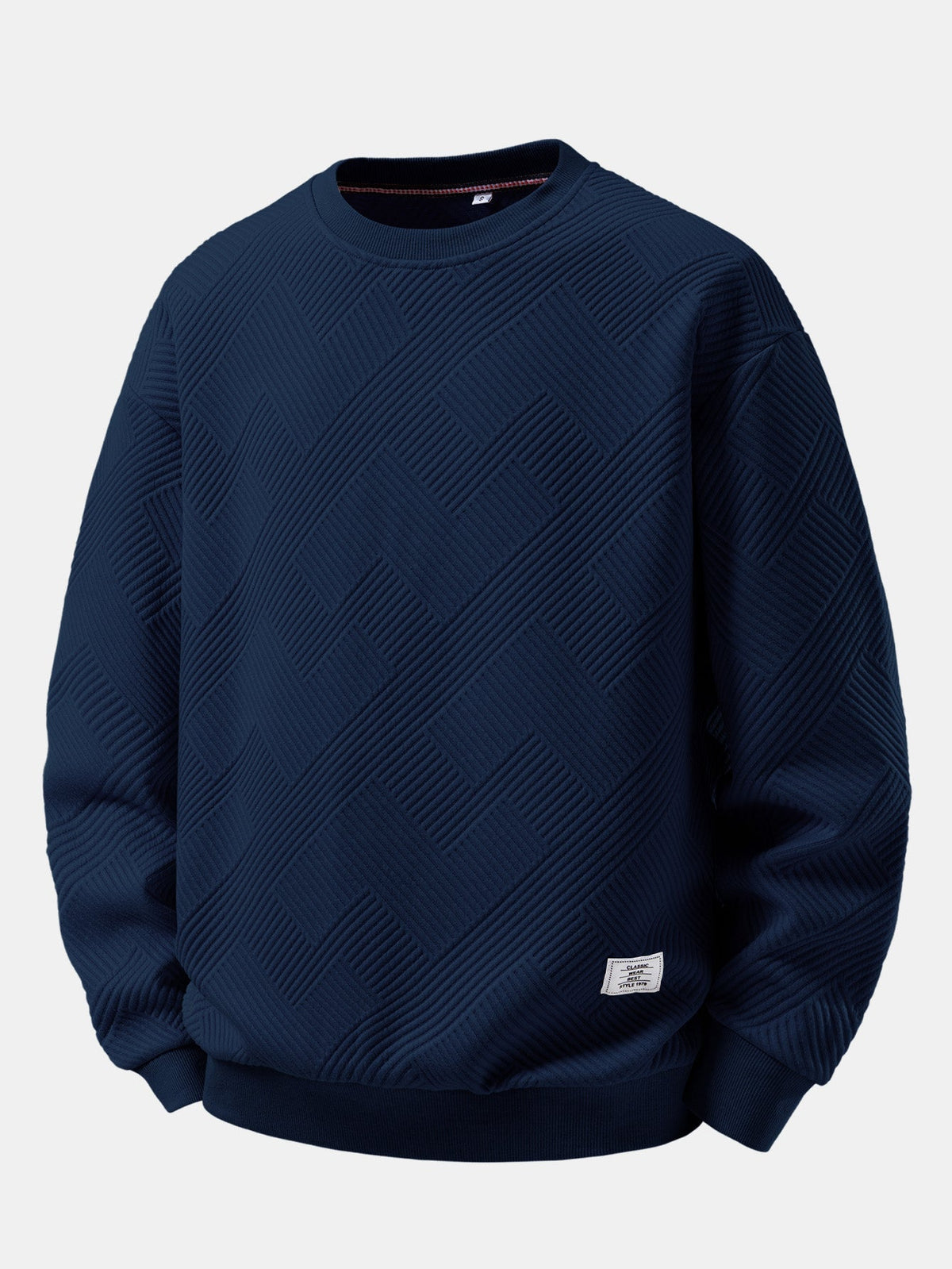 Herren Jacquard Sweatshirt mit Struktur – Entspannte Passform - Marineblau