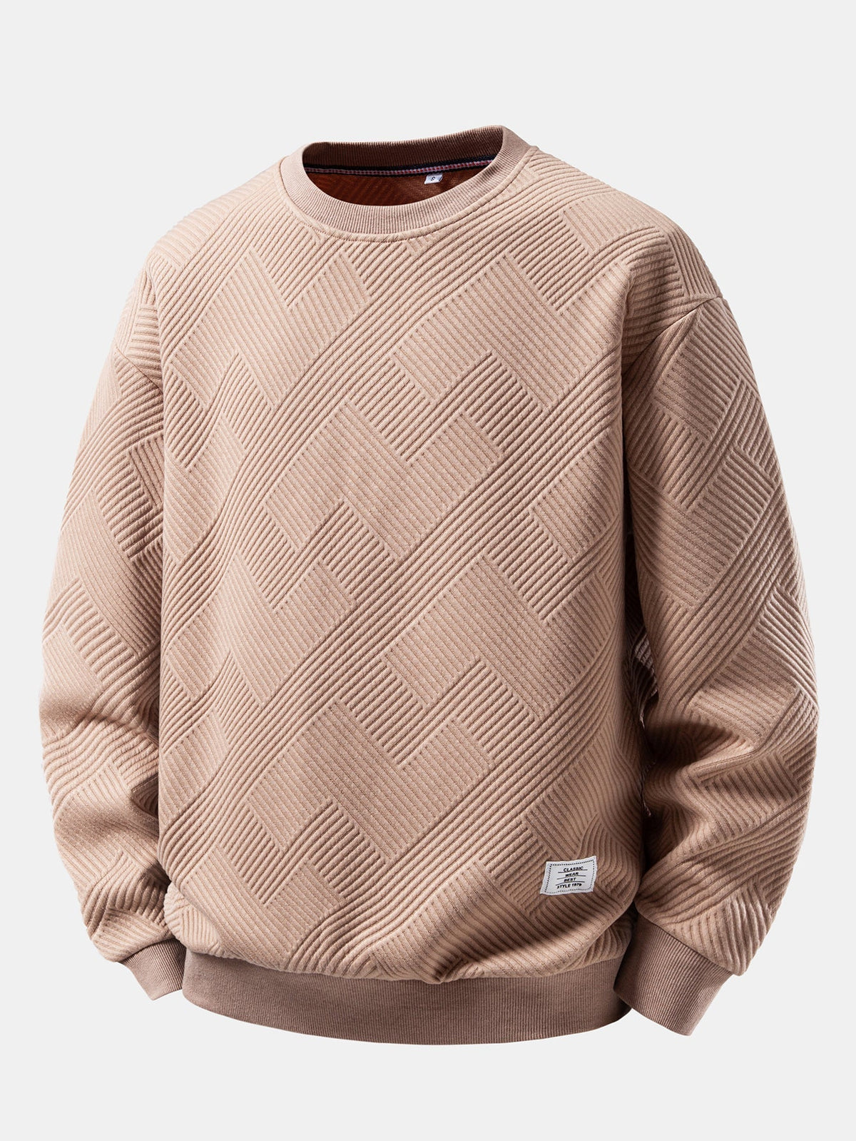 Herren Jacquard Sweatshirt mit Struktur – Entspannte Passform - Taupe