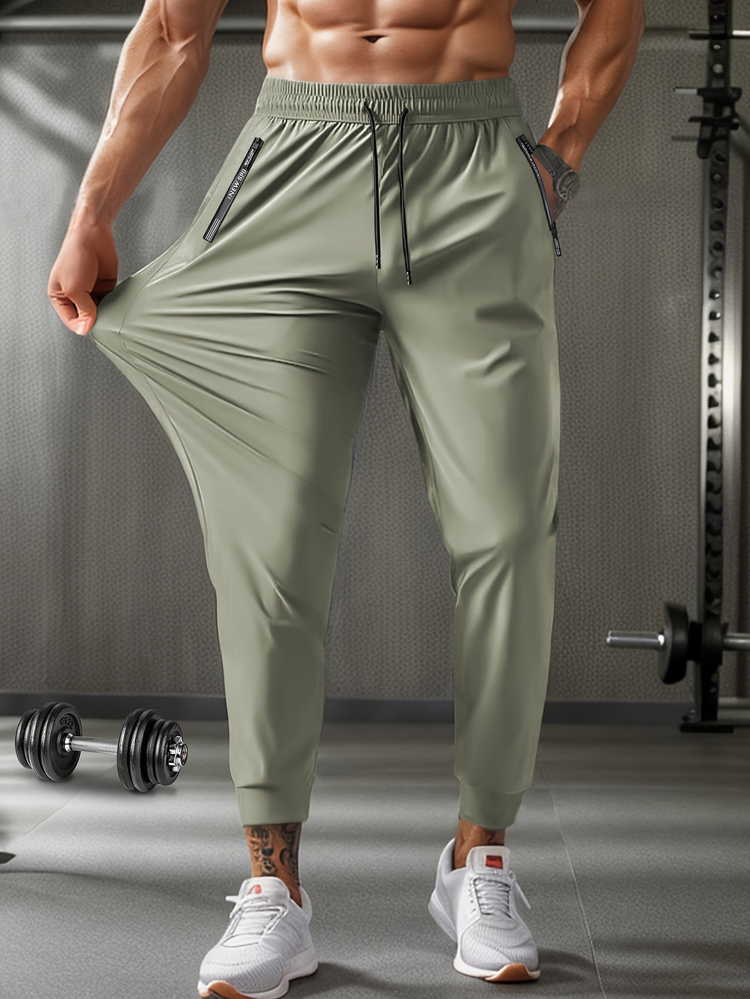 Herren Jogginghose mit normaler Passform und Taschen - khaki