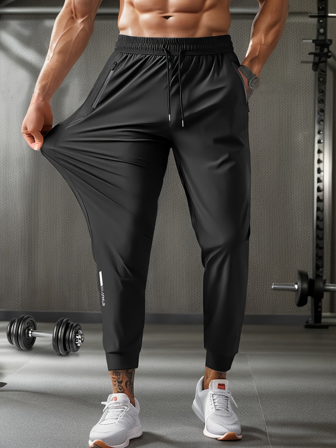 Herren Jogginghose mit normaler Passform und Taschen - schwarz 1