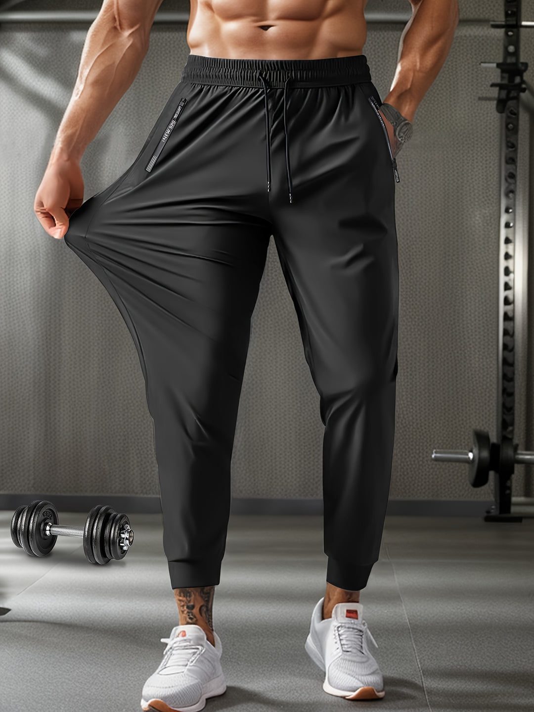 Herren Jogginghose mit normaler Passform und Taschen - schwarz