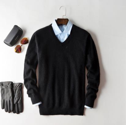 Herren Kaschmir Pullover - Zeitlose Eleganz - Schwarz - V-Ausschnitt