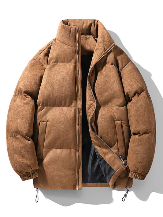 Herren Kunstwildleder Steppjacke mit Stehkragen – Winterjacke - Braun