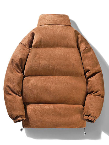 Herren Kunstwildleder Steppjacke mit Stehkragen – Winterjacke
