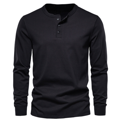 Herren Langarmhemd Klassisch - Elegante Passform - Schwarz
