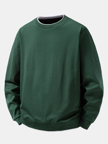 Herren Layered Crew Neck Sweatshirt – Regular Fit Casual Pullover - Dunkelgrün