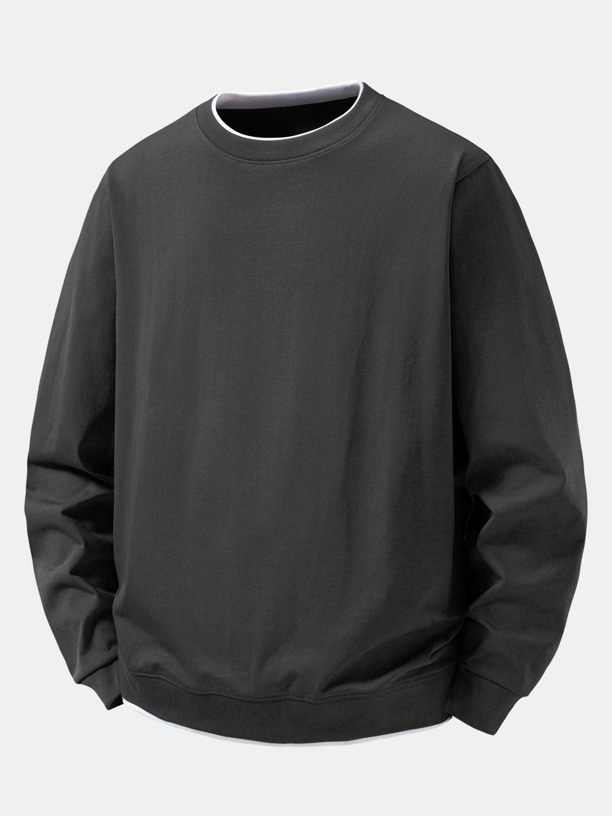 Herren Layered Crew Neck Sweatshirt – Regular Fit Casual Pullover - Grau