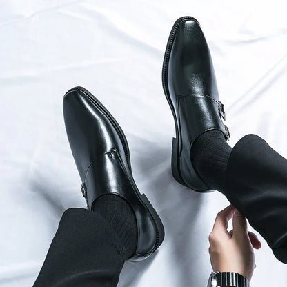 Herren Leder Monkstrap Schuhe - Eleganter Business Look