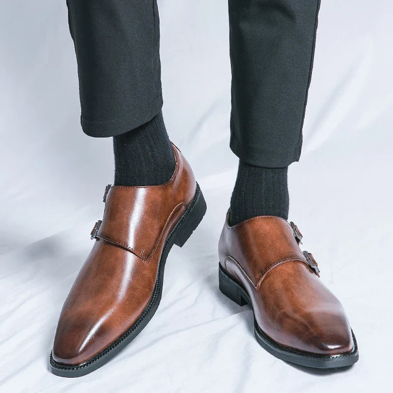 Herren Leder Monkstrap Schuhe - Eleganter Business Look